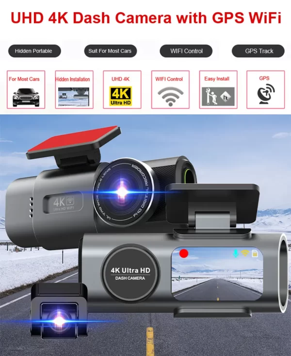 Dash Cam 4K GPS WIFI APP 24H Night Vision Mini Optional Rear Lens Dashcam Car DVR Video Recorder Camera For Car Black Box - Image 18