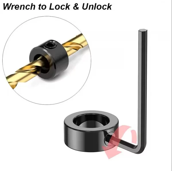 Steel Drill Stop Collar Kit - Metric Adjustable Depth Limiter Rings - Image 2