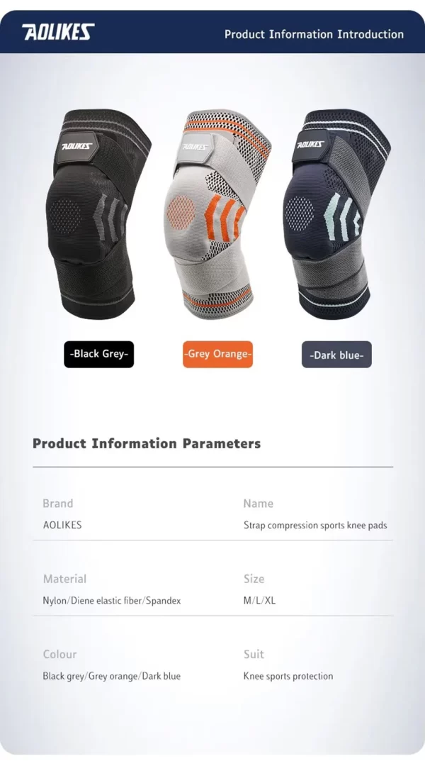 AOLIKES 1PCS Knee Brace Support Straps Knee Compression Sleeves - Image 14