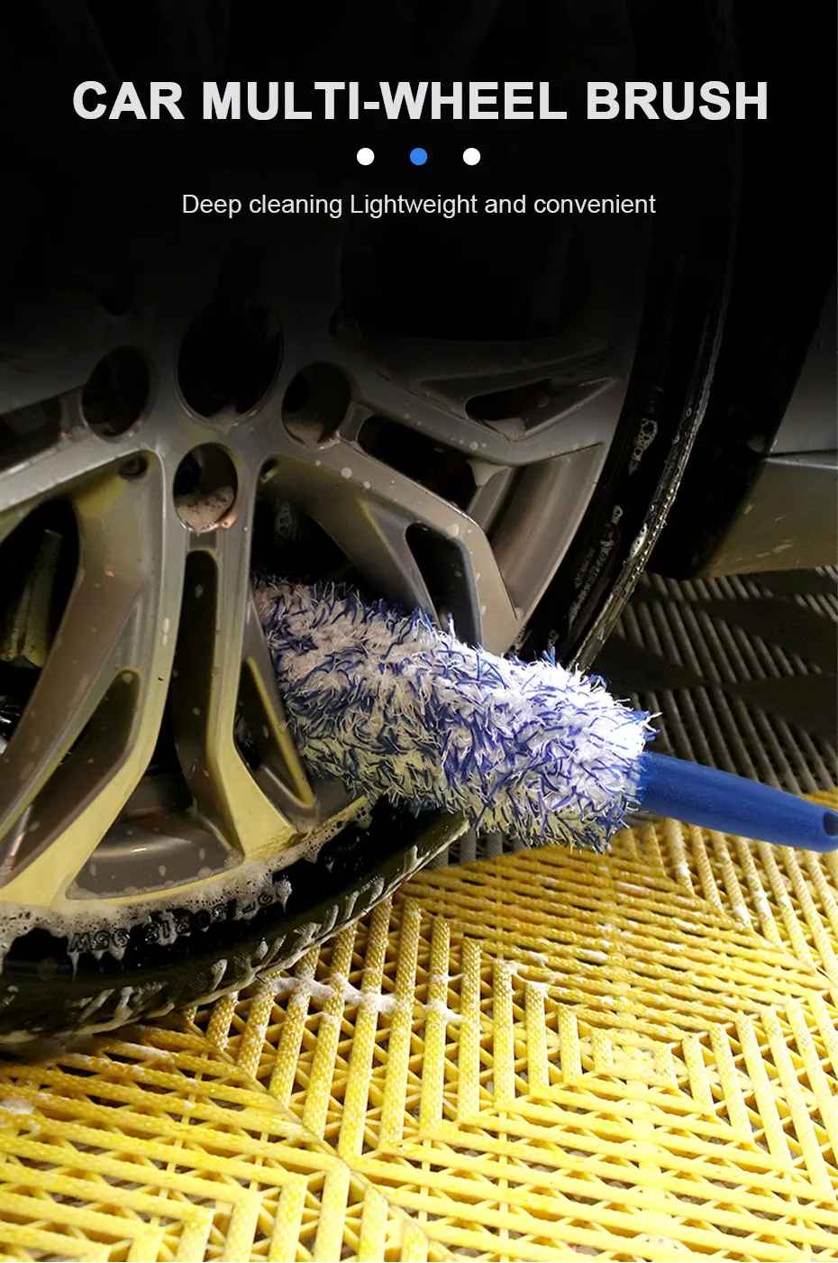SEAMETAL Plush Car Wheel Hub Brush Anti-Slip Plastic Handle Auto Wheel Tire Rim Brush Cleaning Tool Car Washing Accessories - Image 9