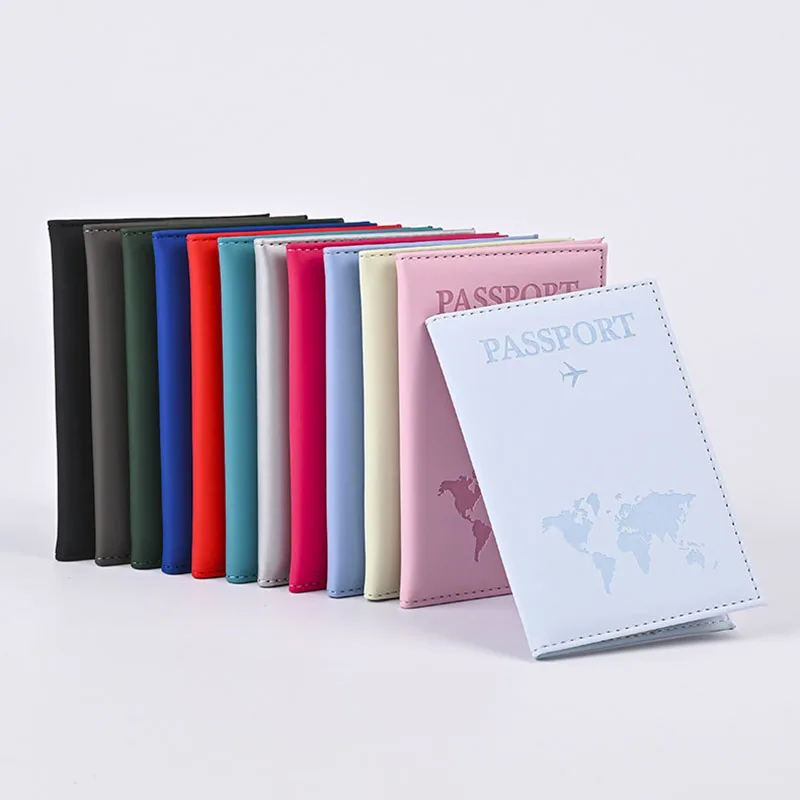 Lover The World Map Passport Cover Hot Stamping Simple Plane Women Men Travel Passport Case
