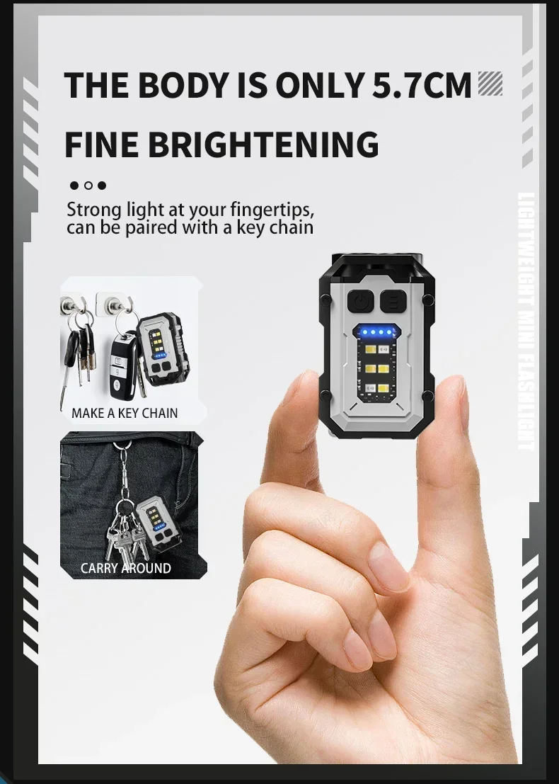 XIWANGFIRE Super Bright Pocket Torch Light LED Multifunctional Linterna Magnetic COB EDC Mini Keychain Flashlight Rechargeable - Image 15