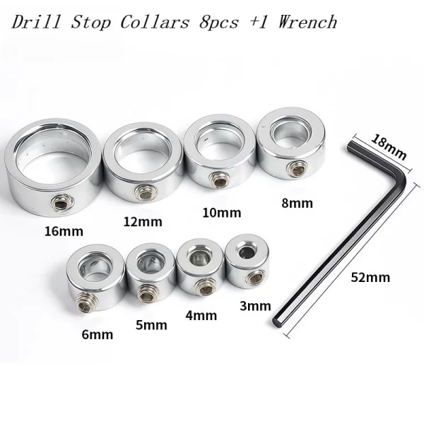 Steel Drill Stop Collar Kit - Metric Adjustable Depth Limiter Rings - Image 7