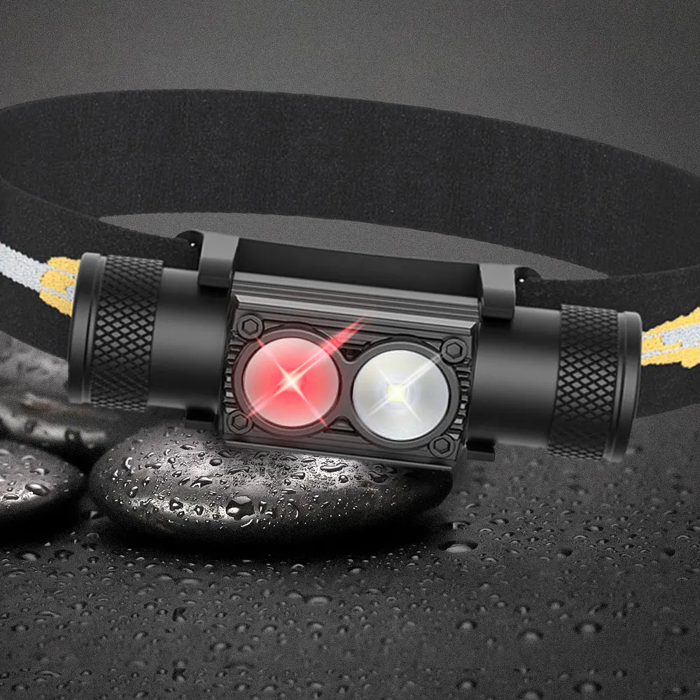 Newest LED Mini Headlamp High Power White Red Headlight 18650 Rechargeable USB Type-C