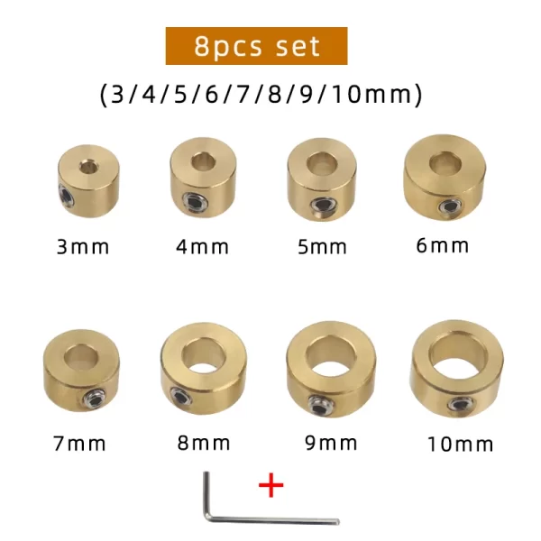 3-12mm Drill Bit Tools Brass Depth Stop Collars Ring Positioner Ring With Hex Wrench - Image 7
