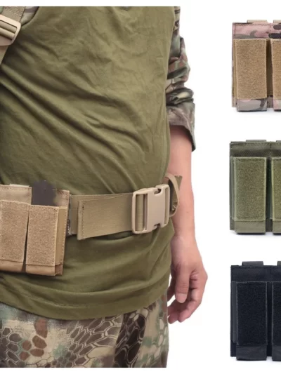 9mm Magazine Pouch Pistol Magazine Bag Tactical Fast Draw Pistol MOLLE Double Mag Pouch EDC Tool Kit Hunting Accessory