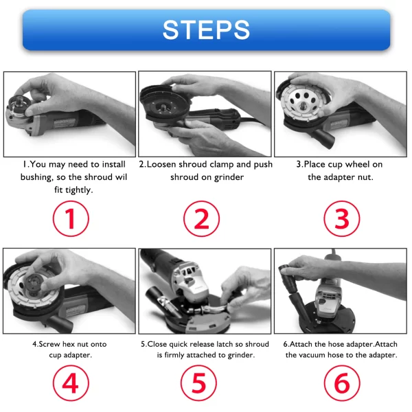 HERZO 100mm Grinding Wheel Guard Dust Shield Tool, Suitable for Dry Surface Grinding - Image 12