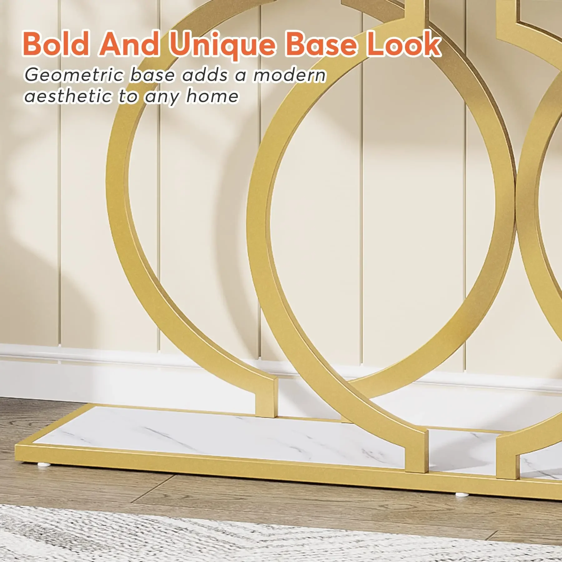 Tribesigns Gold Console Table, 55 inch Faux Marble Entryway Table Narrow Long Sofa Table - Image 6