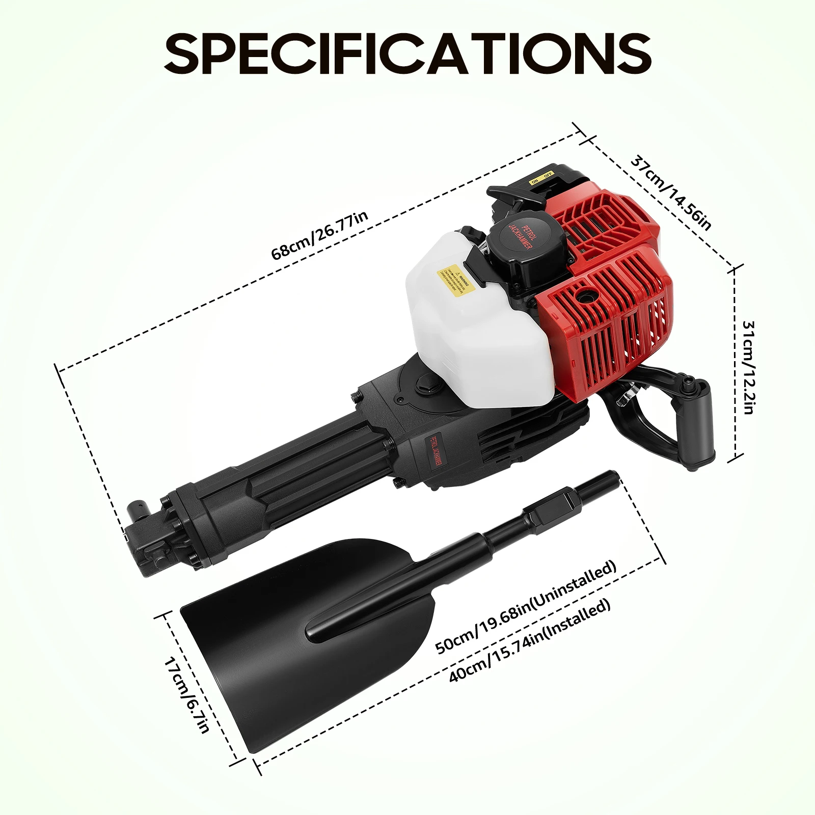 1900W 52cc Portable Garden Tree Digger Steel PP Garden Tree Digger 20-55 - Image 2