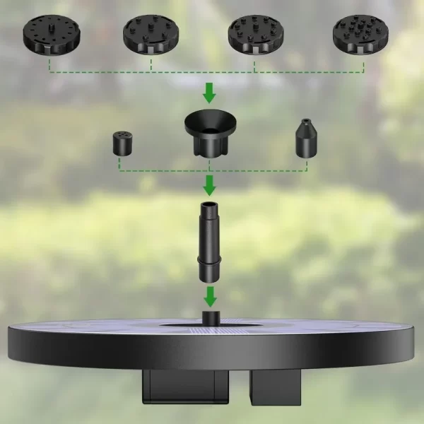 1W/1.5W/2.5W Outdoor Solar Fountain Suitable for Garden Pond Solar Fountain Pump Kit with 6 Nozzles - Image 5