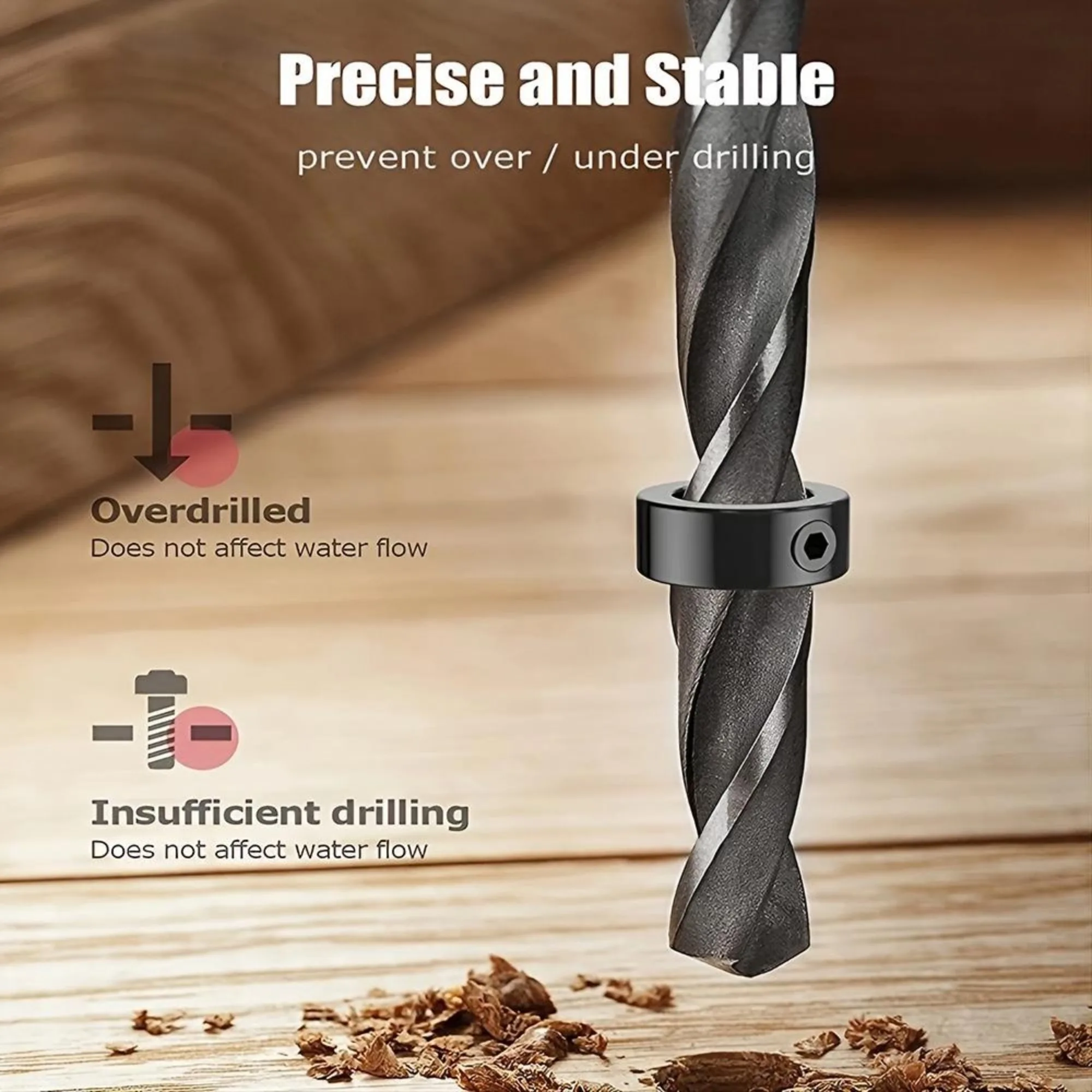 STONEGO Woodworking Drill Locator - 8Pcs/Set 3mm-16mm Drill Bit Depth Stop Collars Ring for Precision Wood Drilling - Image 3