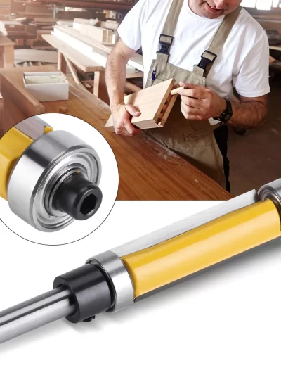 Flush Trim Router Bit with Top and Bottom Bearing 1‑1/2inch H * 1/4inch Shank