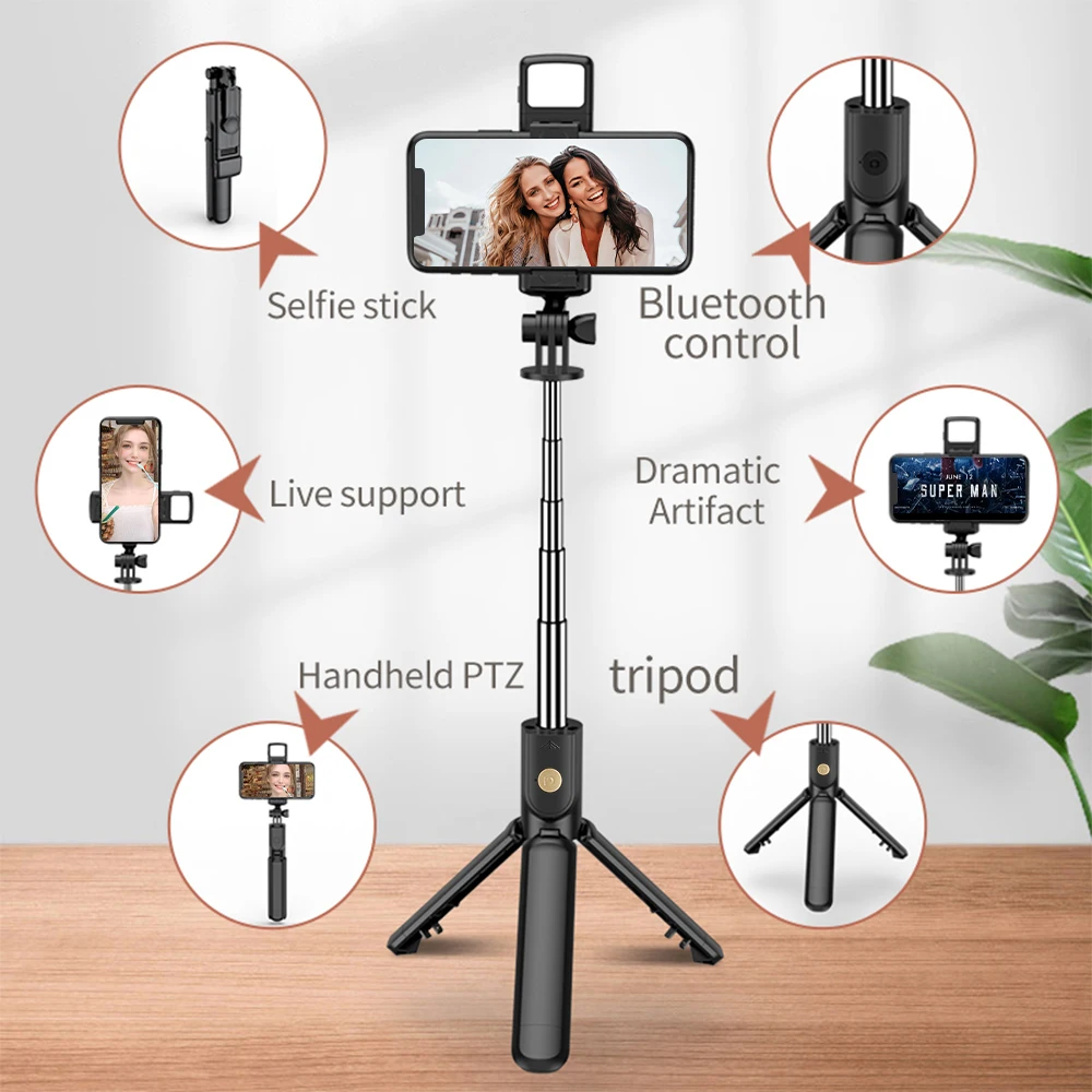 Portable Wireless Selfie Stick Extendable Tripod Stand With Bluetooth Remote for iPhone Android Vlog Live Streaming Bracket - Image 15