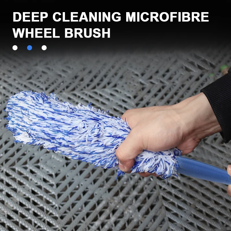 SEAMETAL Plush Car Wheel Hub Brush Anti-Slip Plastic Handle Auto Wheel Tire Rim Brush Cleaning Tool Car Washing Accessories - Image 3