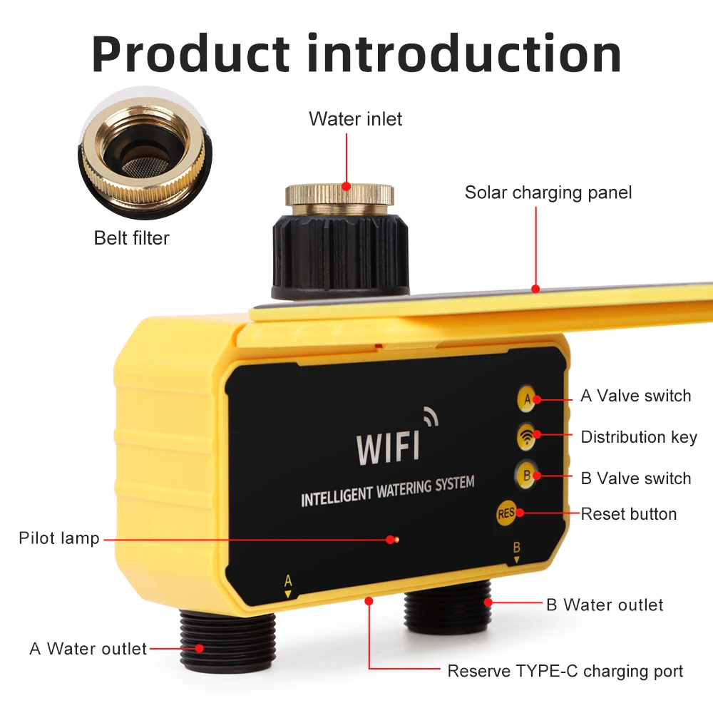 New 1/2 Outlets Solar Irrigation Timer Smart APP Control Automatic Irrigation System Outdoor Water Timer Garden Watering Tool - Image 6