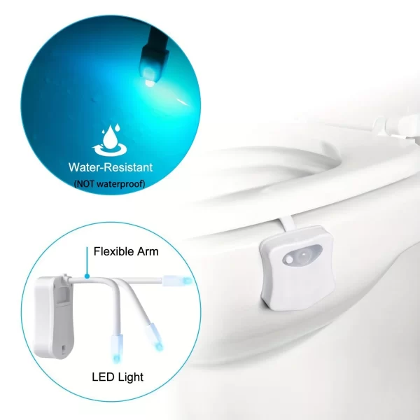 Toilet Night Light PIR Motion Sensor LED Light Toilet Bowl Light Washroom Night Lamp Battery-powered 7 Colors - Image 5