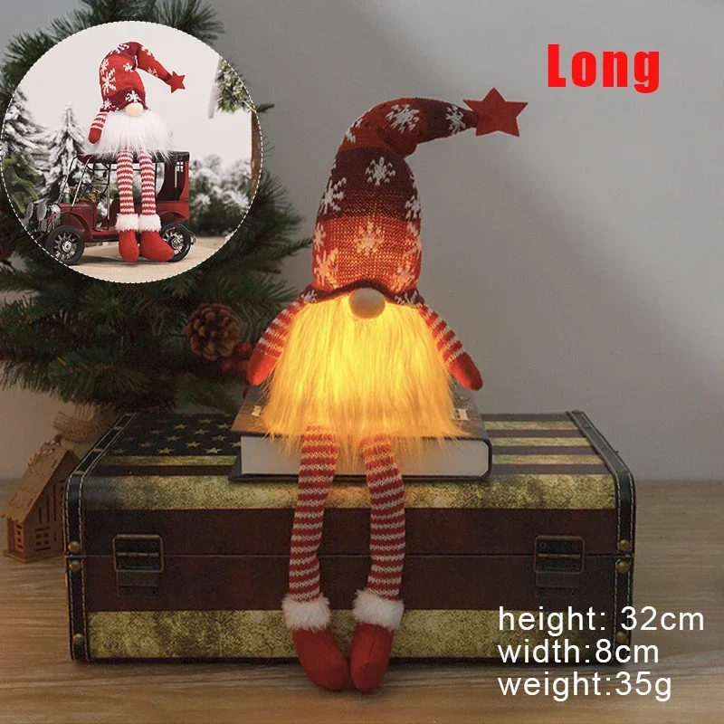 Christmas Faceless Doll Gnome Ornaments LED Light Plush Knitting Crafts Tree Pendant Christmas Decorations - Image 12