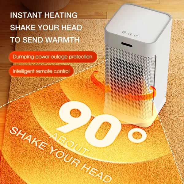 Portable PTC ceramic electric heater with multi-stage adjustment, silent, small household fan - Image 2