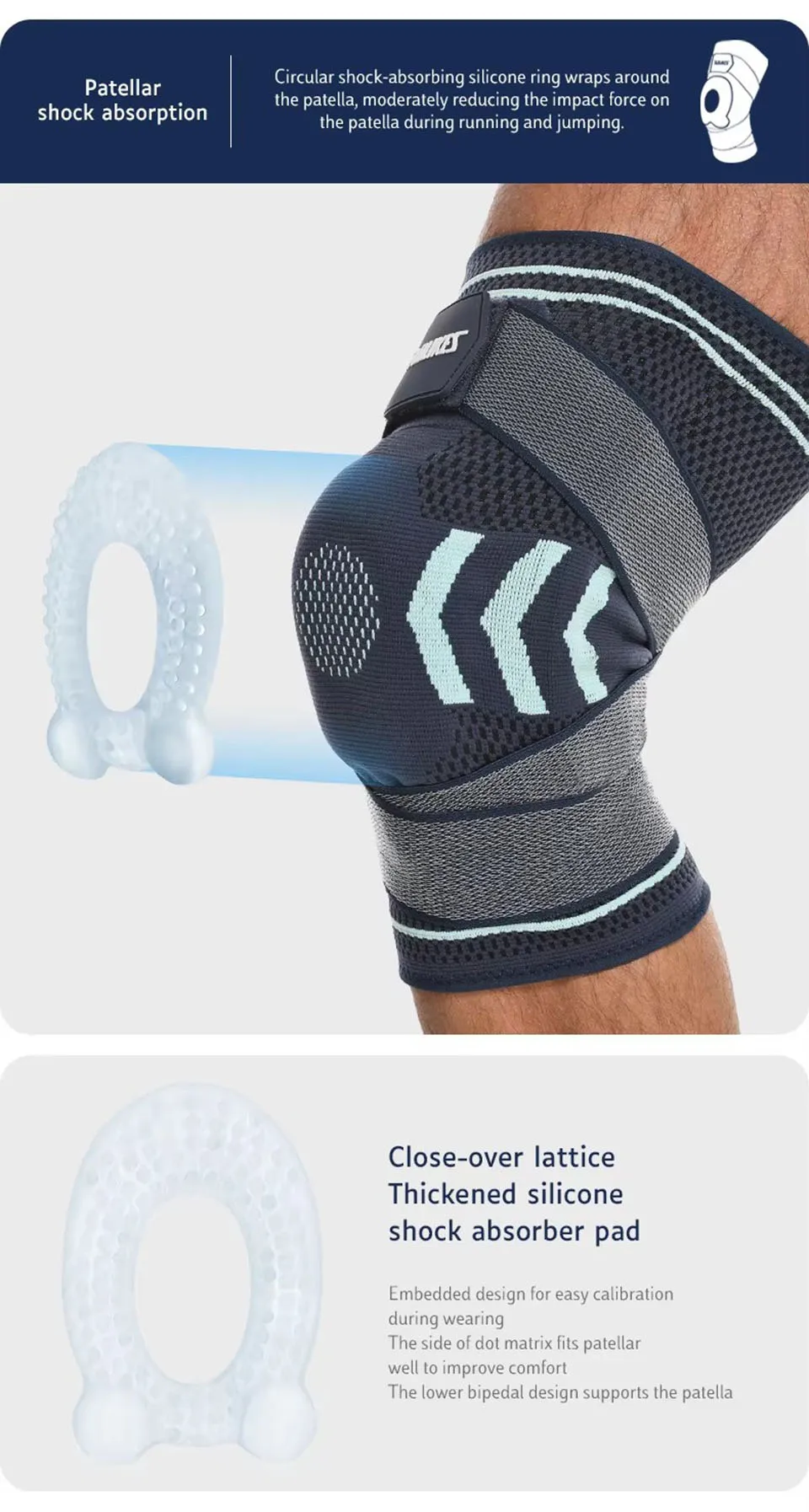 AOLIKES 1PCS Knee Brace Support Straps Knee Compression Sleeves - Image 16