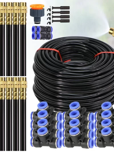 30M-5M DIY Free Bending Universal Sprayer Kit 8mm Hose Patio Misting Cooling System for Garden Plant Fogging