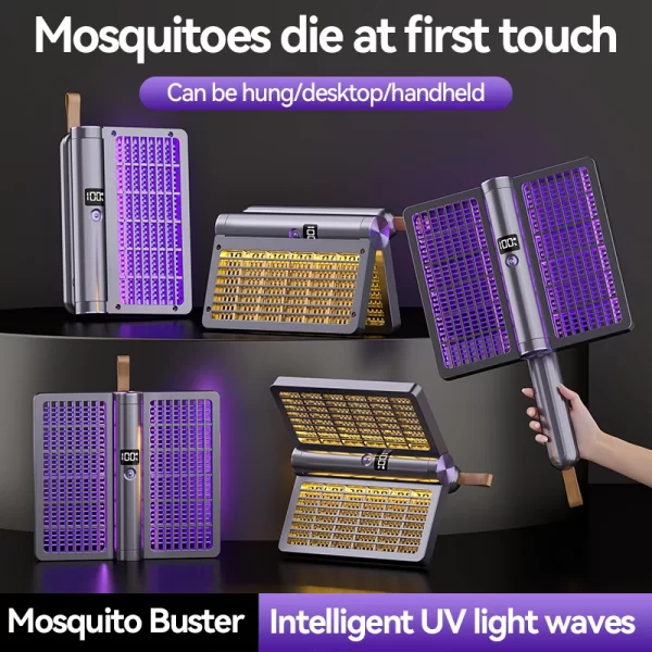 Electric Shock Mosquito Swatter Foldable Zapper Anti Mosquito Lamp Repellent Killer Rechargeable - Image 5