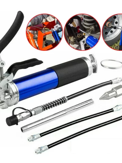 Pistol Grip Grease Gun Set Aluminum Alloy Greasing Injection 400CC Handheld Grease Filling with Flexible Hose