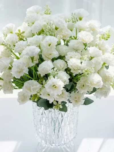 5 Forks 15 Heads Artificial Flowers Small Carnation Festival Wreath