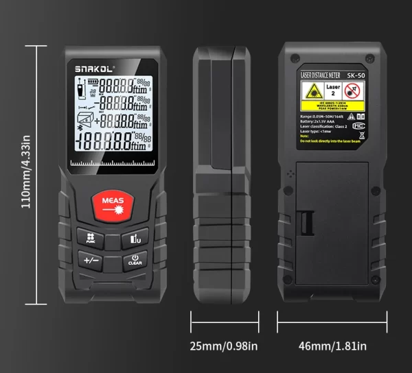 Snakol Laser Distance Meter 50m 70m 100m 120m Rangefinder Profesional Range Finder Digital Tape Measure - Image 25
