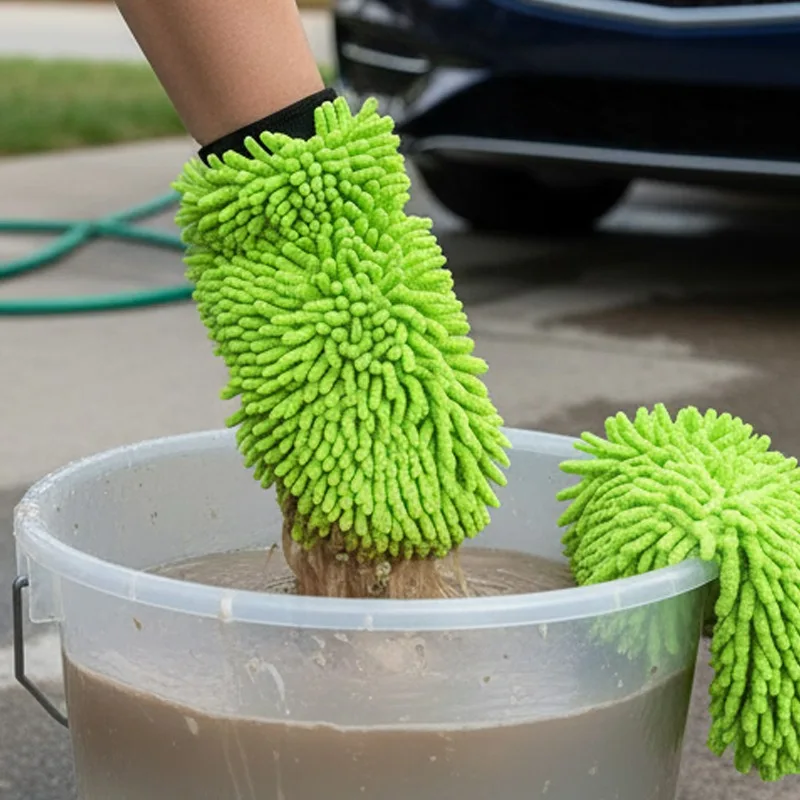 Super Absorbent Car Wash Sponge Microfiber Car Wash 1/2pcs Green Gloves Scratch Free - Image 6