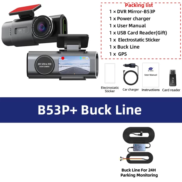Dash Cam 4K GPS WIFI APP 24H Night Vision Mini Optional Rear Lens Dashcam Car DVR Video Recorder Camera For Car Black Box - Image 10
