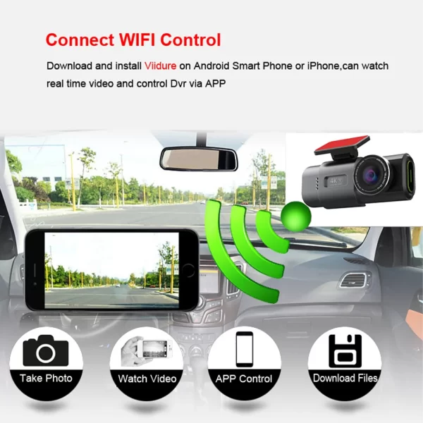 Dash Cam 4K GPS WIFI APP 24H Night Vision Mini Optional Rear Lens Dashcam Car DVR Video Recorder Camera For Car Black Box - Image 4