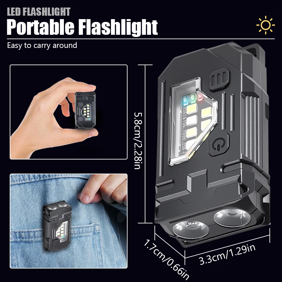 XIWANGFIRE Super Bright Pocket Torch Light LED Multifunctional Linterna Magnetic COB EDC Mini Keychain Flashlight Rechargeable - Image 32