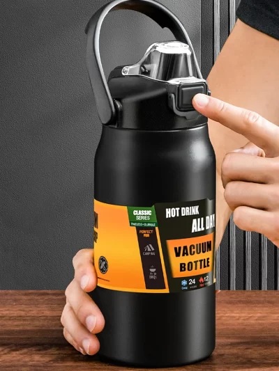 Portable Thermos with Straw 304 Stainless Steel Thermal Mug Tumbler Coffee Cup Sports Vacuum Flasks Cold and Hot Water Bottle