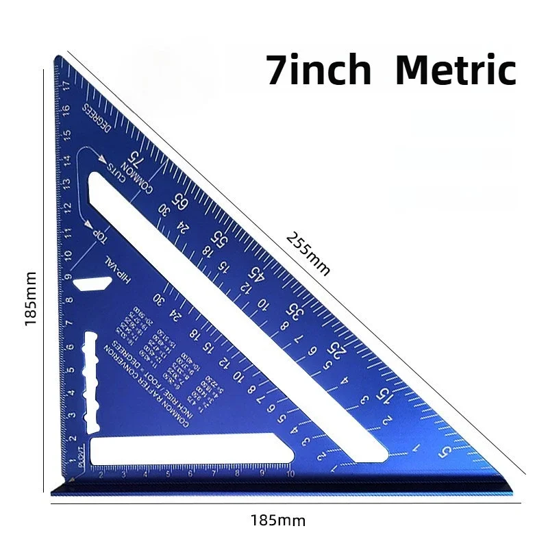 New 7Inch Triangle Ruler Measurement Tool Aluminium Alloy Carpenter Tools Inch Metric Angle Ruler Speed Square - Image 6