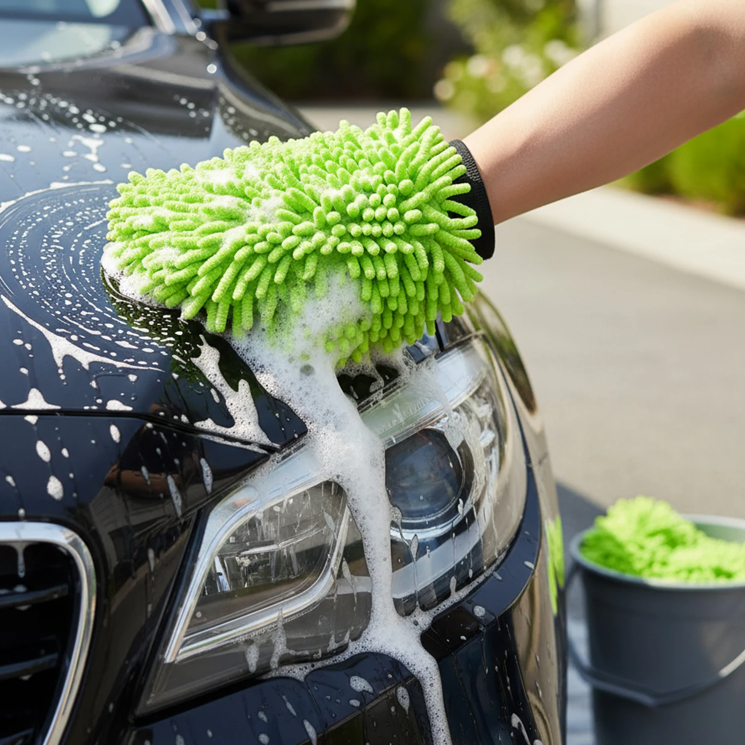 Super Absorbent Car Wash Sponge Microfiber Car Wash 1/2pcs Green Gloves Scratch Free - Image 14