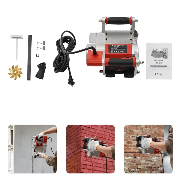 1100W Wall Groove-cutting Machine,25mm Slot Width Brick-Wall-Chaser for Grooving Light Bricks,1600r/min 110V/60Hz US Standard - Image 4