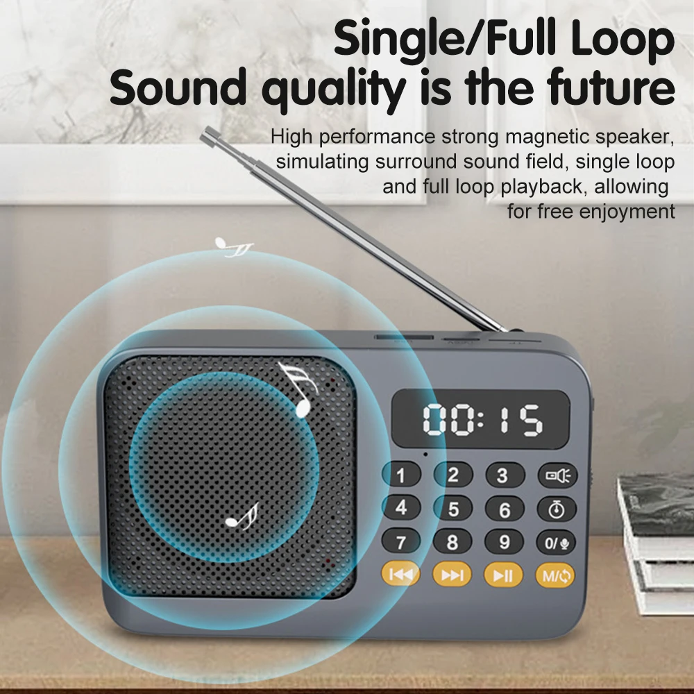 Portable Radio Music Player Handheld Rechargeable Digital FM USB TF MP3 Player Speaker - Image 14