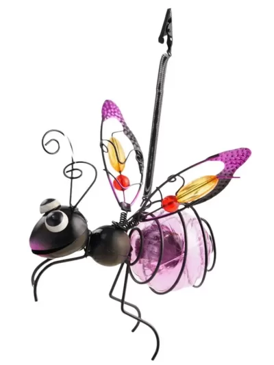 Solar Iron Insect Statue With LED Fairy Light Outdoor Tree Waterproof Hanging Ornament or Fence Yard Courtyard Garden Art Decor