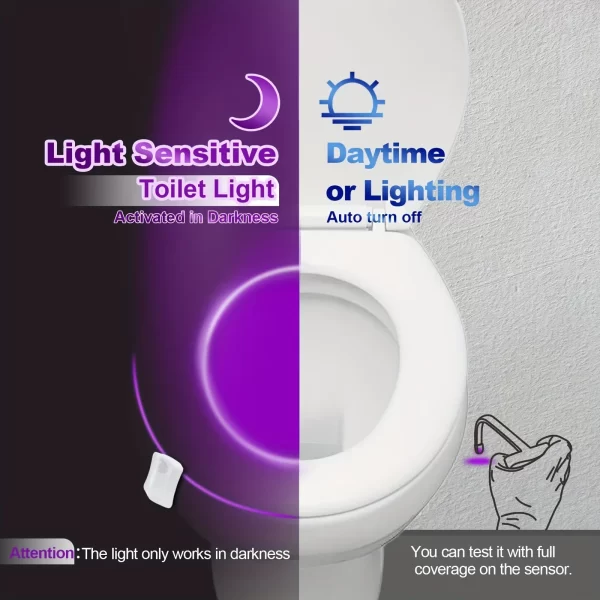 Toilet Night Light PIR Motion Sensor LED Light Toilet Bowl Light Washroom Night Lamp Battery-powered 7 Colors - Image 8