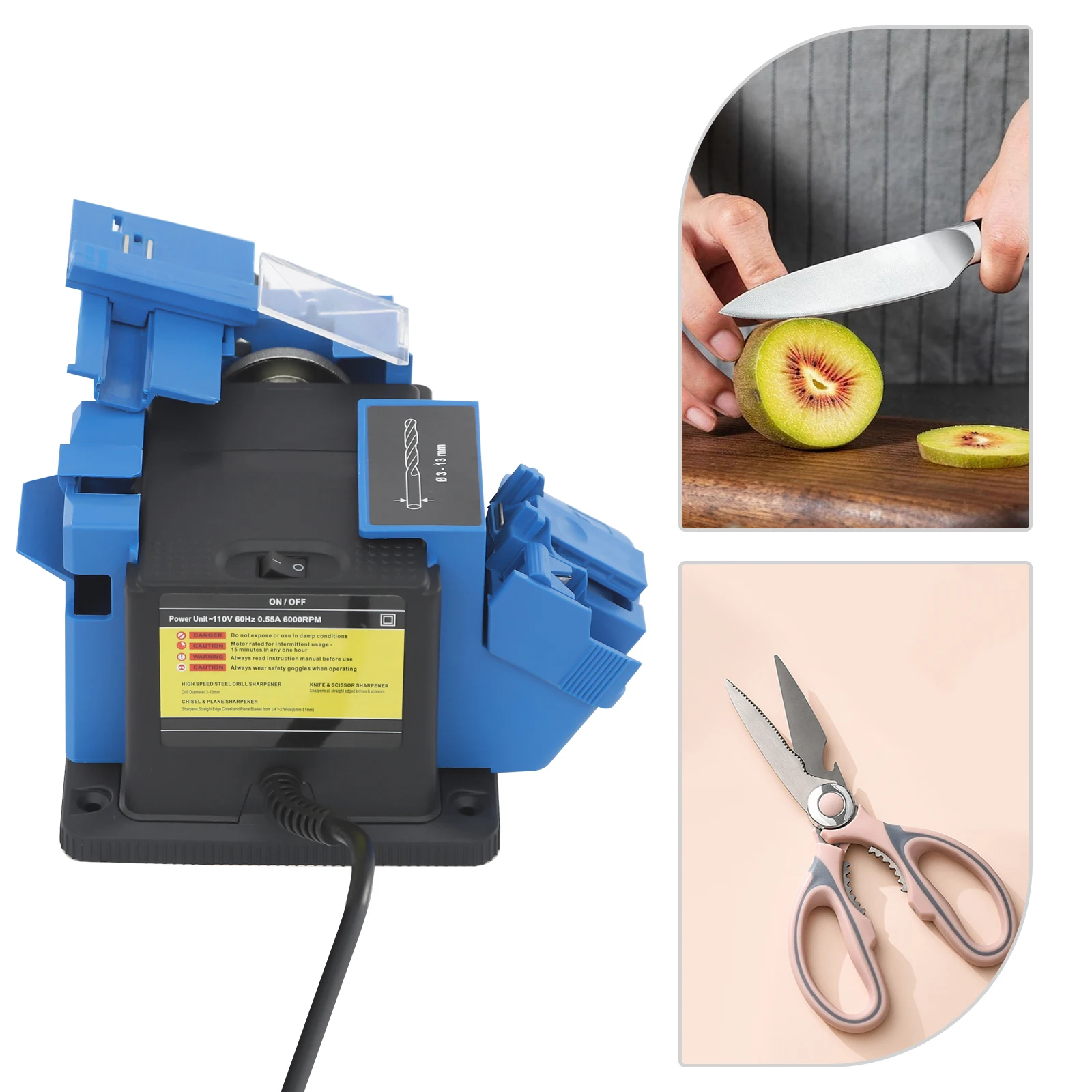 Electric Sharpening Machine, 96W 1350RPM Electric Drill Bit Sharpener, Multifunctional Knife Scissor Sharpening Tool, Adjustable - Image 9