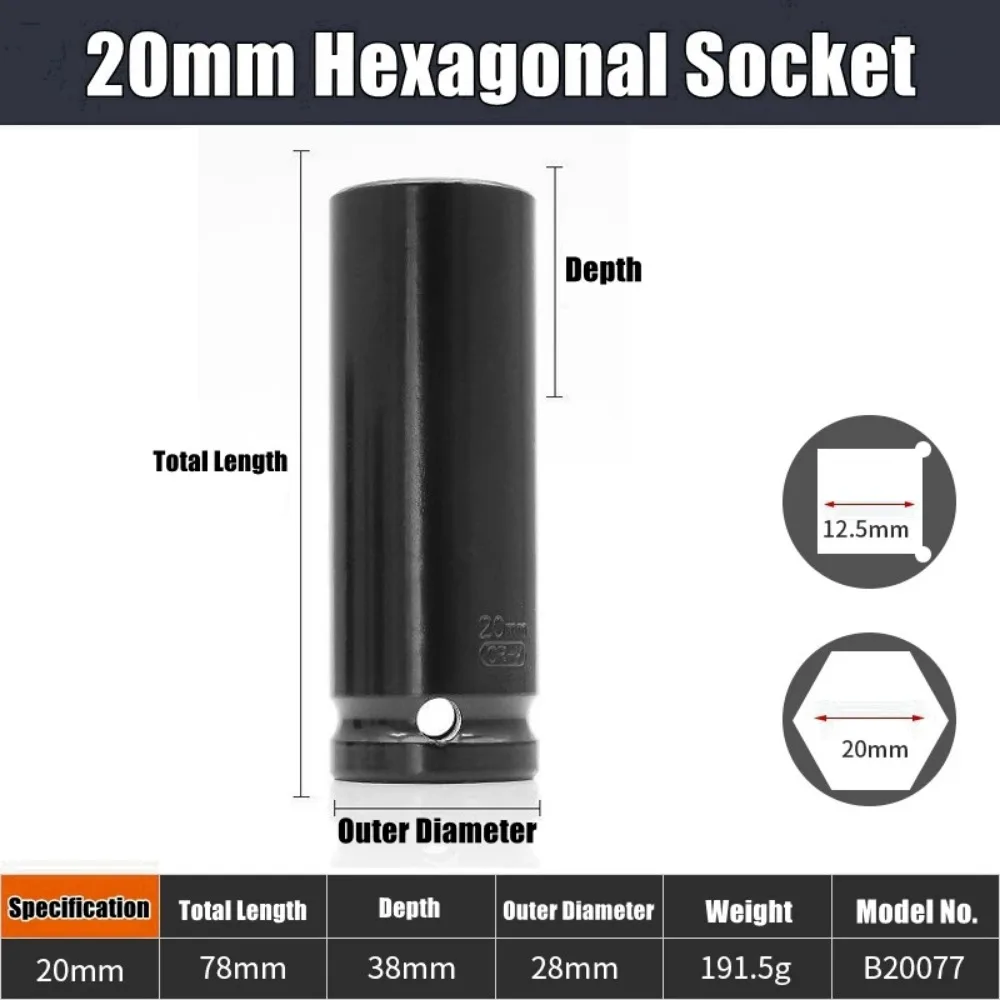 1/2Inch Drive 6-Point Impact Socket Set Drive Metric Wrench Socket Deep Impact Socket - Image 11