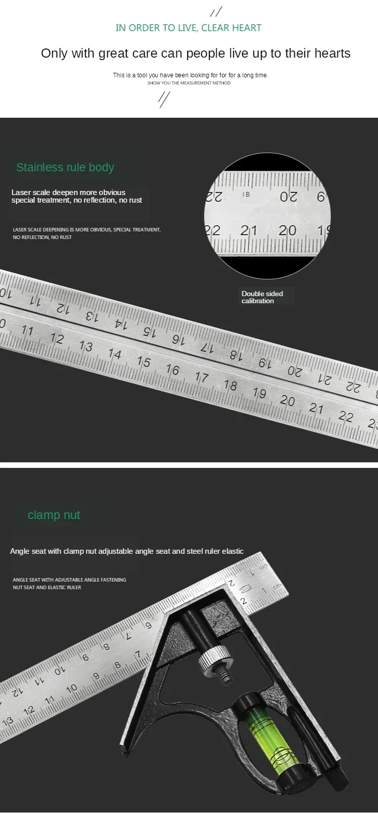 300mm Stainless Steel Angle Combination Square Ruler - Image 11