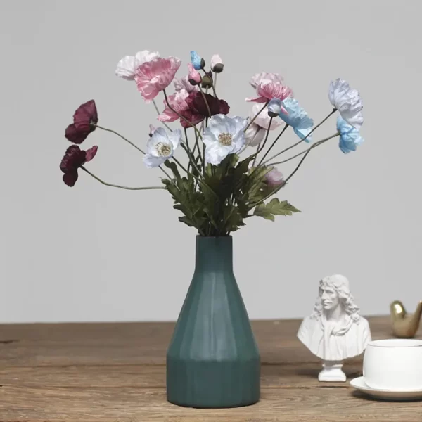 Artificial Flowers Fake Poppy Silk Flowers Long Stem Housewarming - Image 50