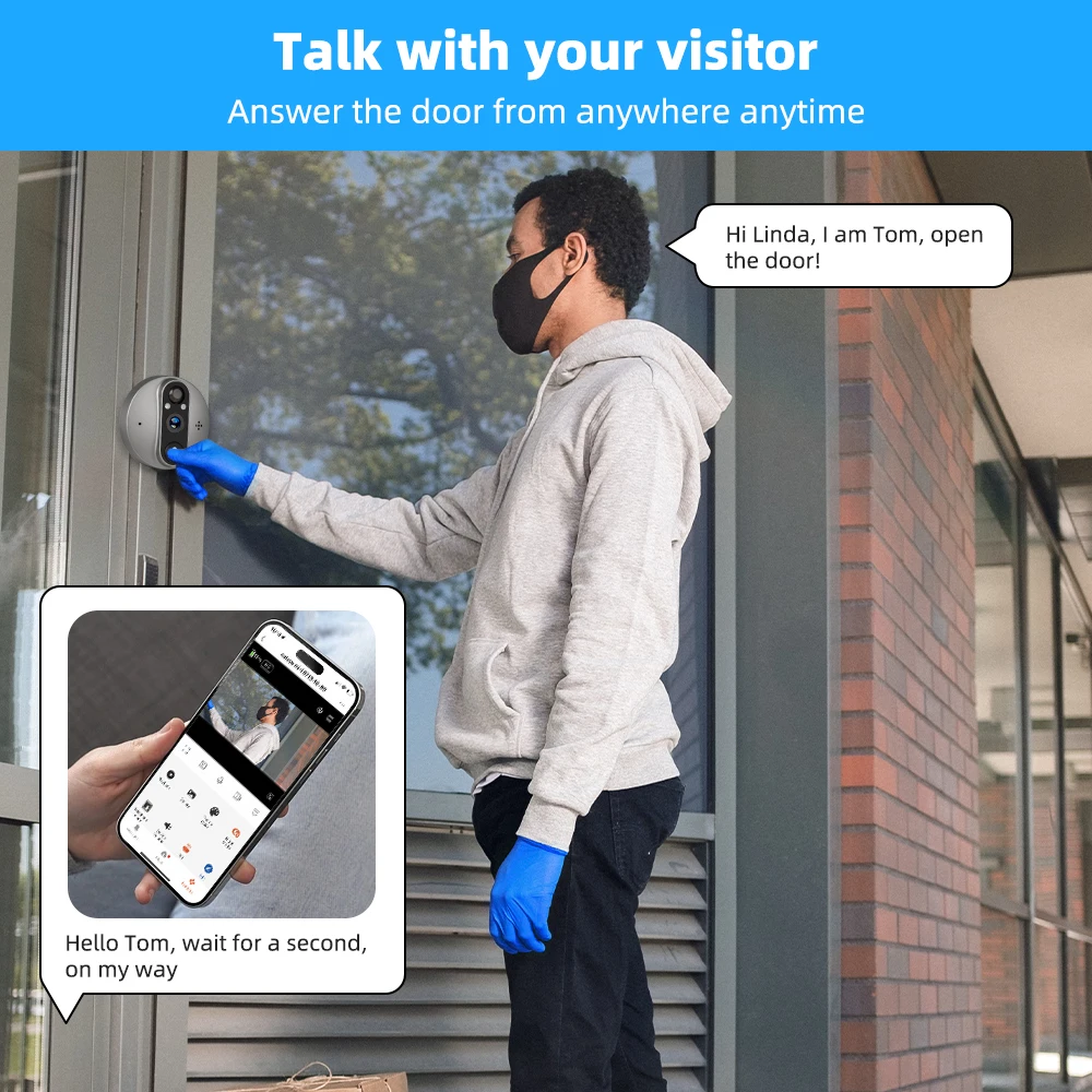 3MP Smart Life Tuya 1080P WiFi Door Bell Eye Peephole Camera 5000mAh Battery PIR Motion Detector IR Alexa Google Digital Viewer - Image 24