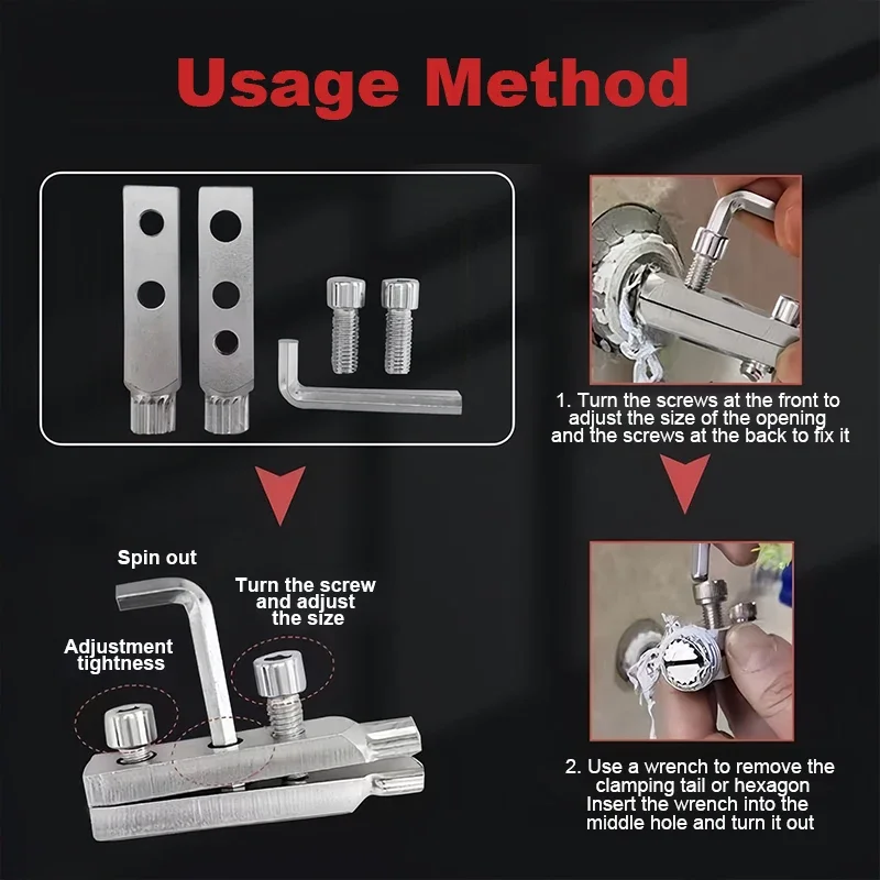 Broken wire extractor Threading Tools Tap Screw Remover Water-tap Angle Valve Repair for 4/6 Points Bolt Extractor Plumbing tool - Image 4