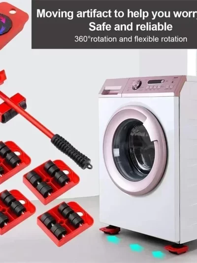5Pcs/set Furniture Mover Tool Set Heavy Stuffs Moving Roller with Bar Furniture Mover Lifter with Wheel