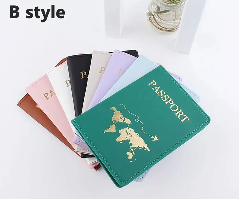 Lover The World Map Passport Cover Hot Stamping Simple Plane Women Men Travel Passport Case - Image 37