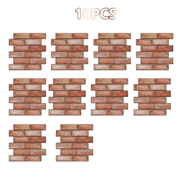 10Pcs Self Adhesive Waterproof 3D Wall Panels Peel and Stick Subway Tile Brick Wallpaper - Image 7