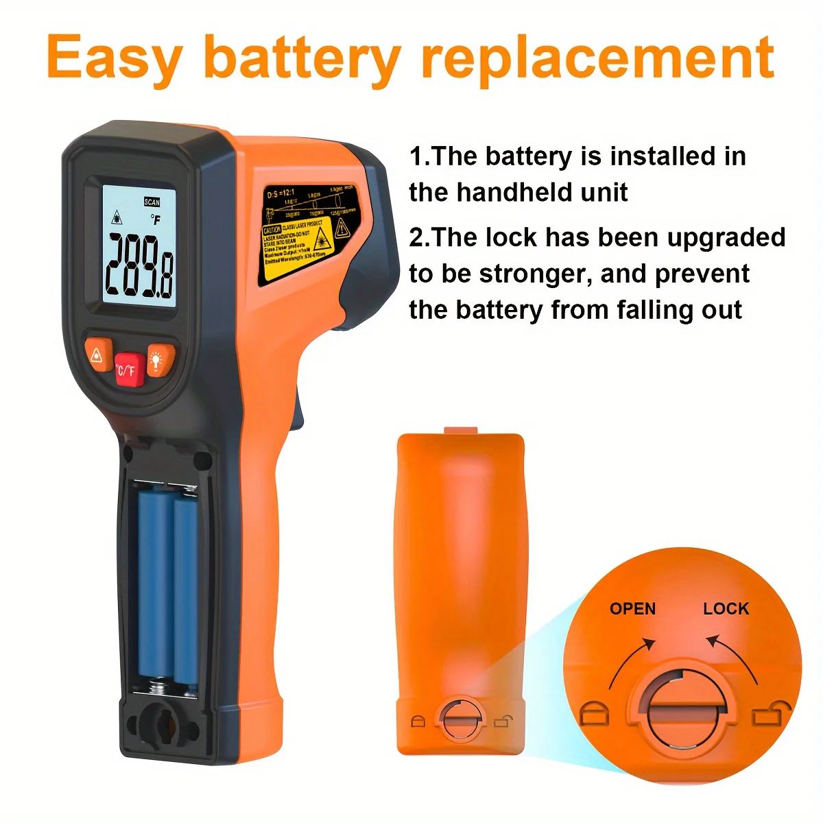 NJTY T600T600A Laser Temperature Gun Infrared Thermometer Sensor Handheld Non-contact IR LCD - Image 9