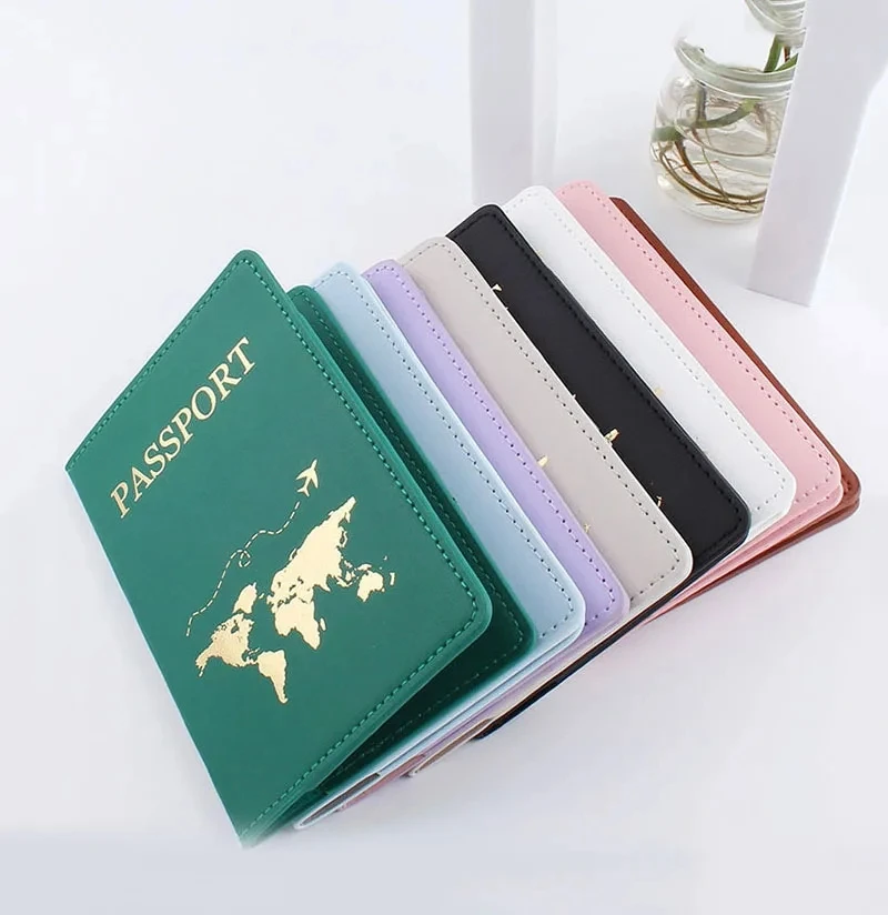 Lover The World Map Passport Cover Hot Stamping Simple Plane Women Men Travel Passport Case - Image 43